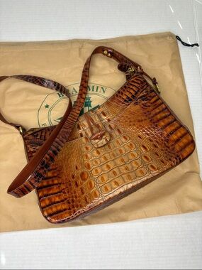 Brahmin Vintage Isabelle ombré crocodile leather handbag with shoulder strap.
